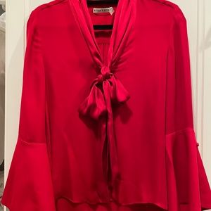 Red silk blouse
